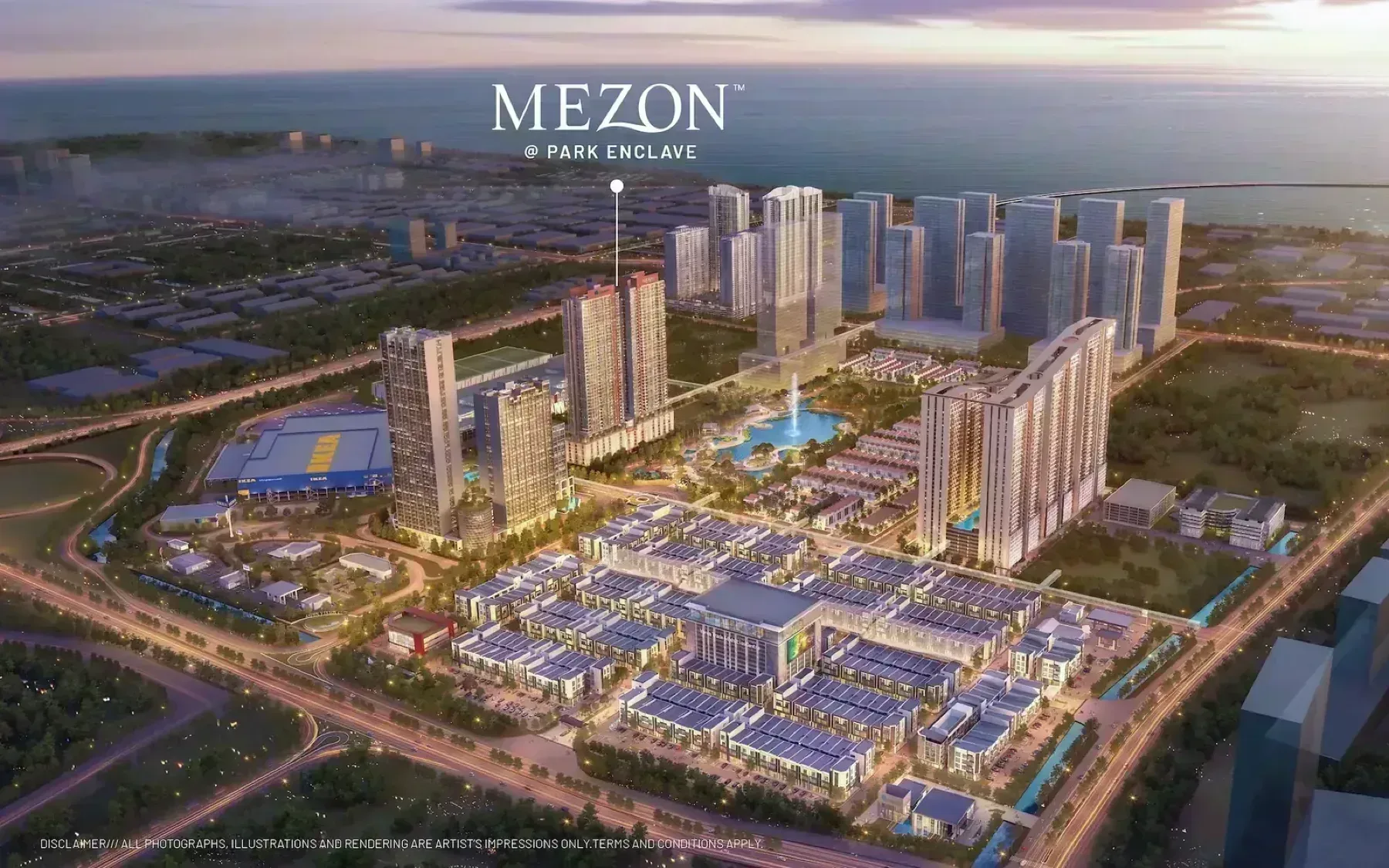 Mezon @ Park Enclave aerial artist's impression over Aspen Vision City, Batu Kawan
