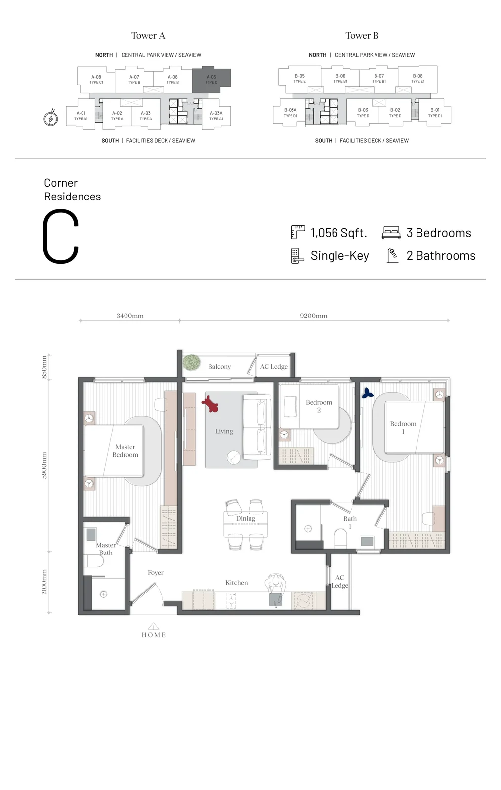 Mezon Park Enclave Type A1 (Type C) floor plan