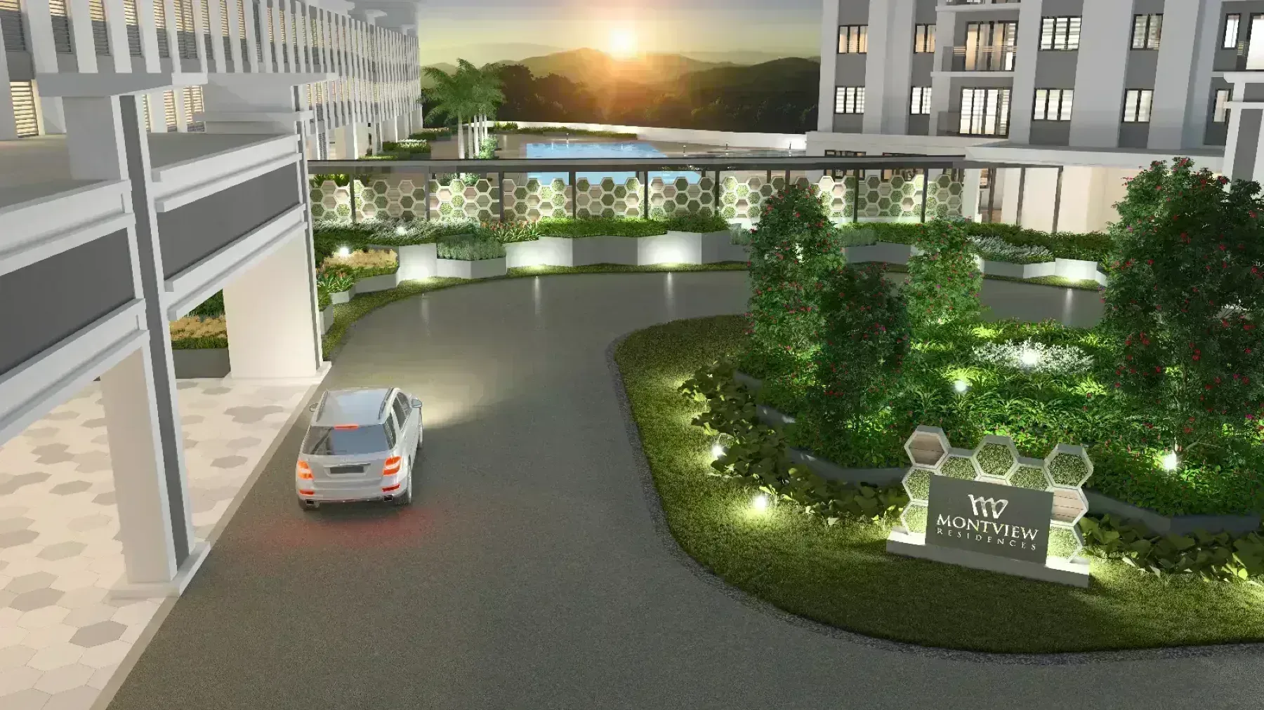 Montview Residences landscaped arrival and drop-off artist impression