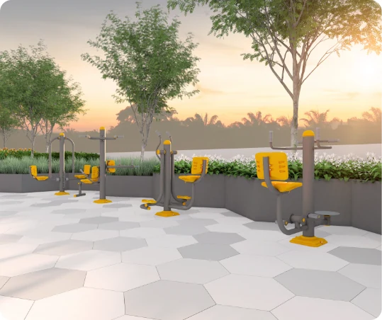 Montview Residences outdoor fitness stations artist impression