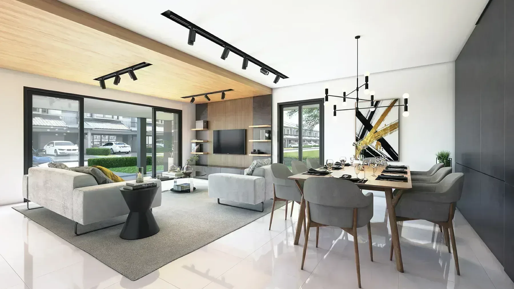 Olive Grove Bercham Ipoh open plan living and dining area