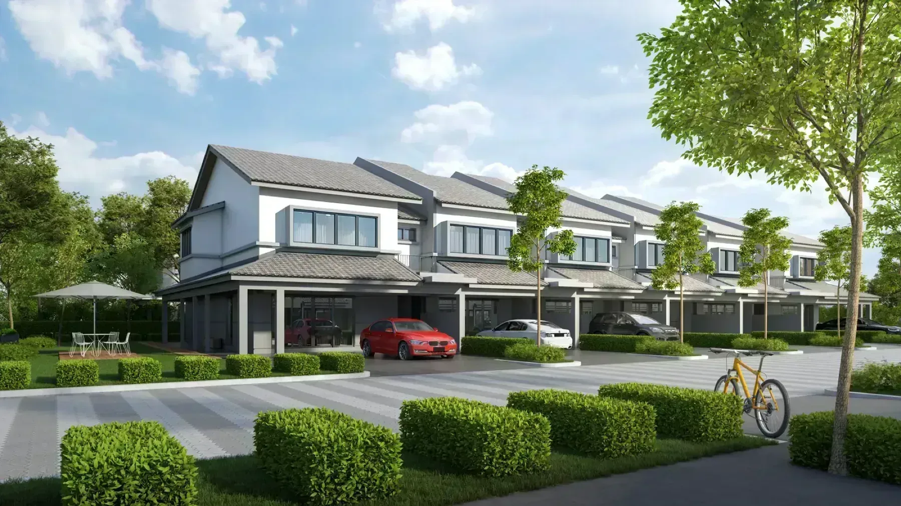 Olive Grove Bercham Ipoh gated link home streetscape