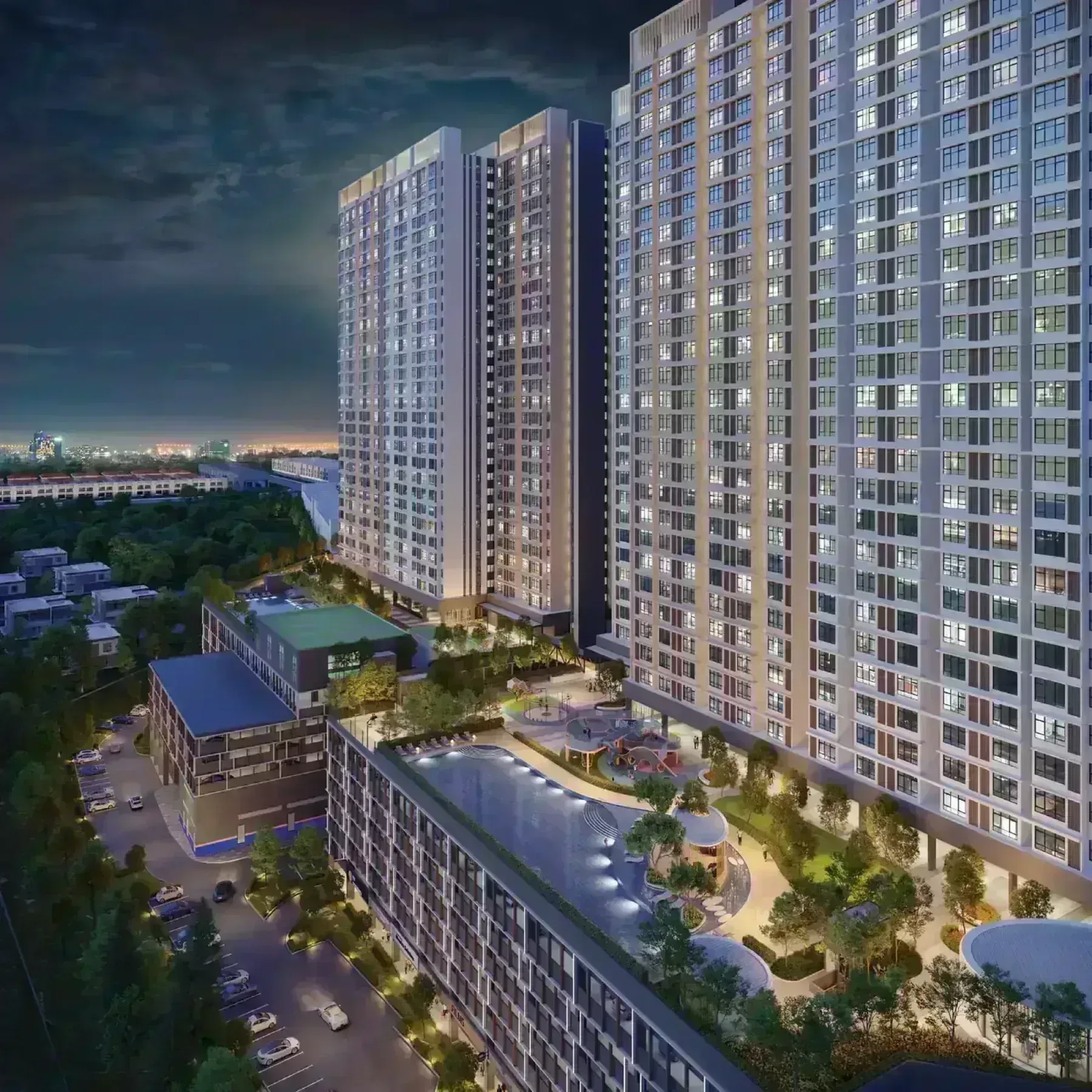 Ponderosa Regency aerial night view