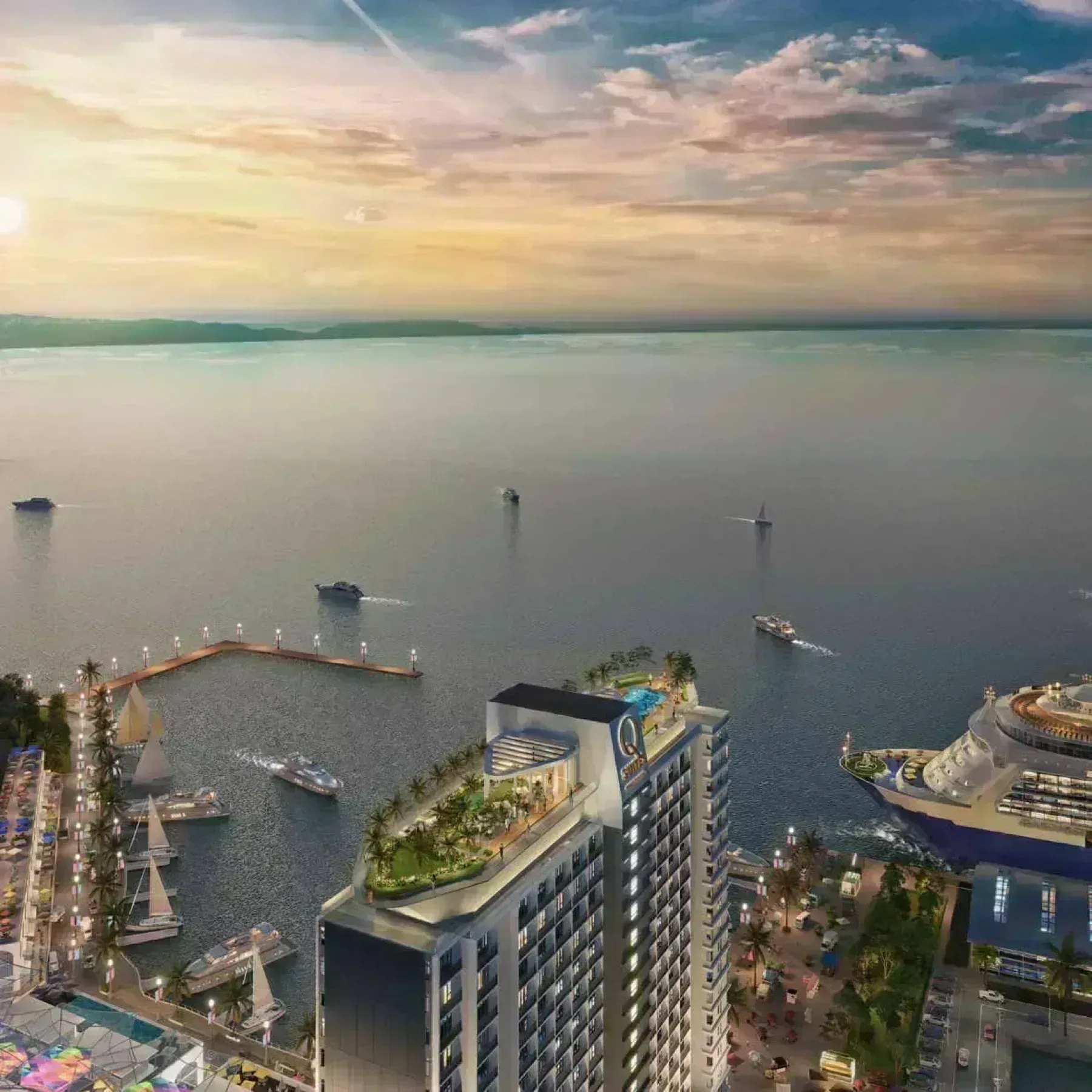 Q Suites @ Jesselton Quay aerial day