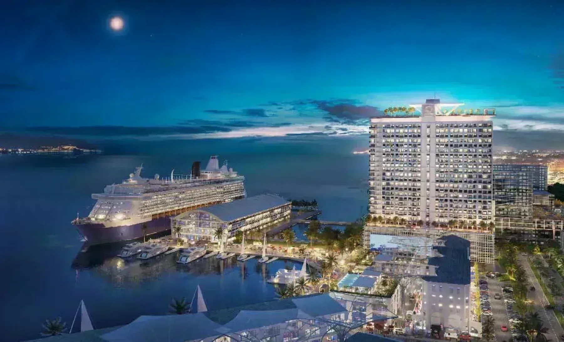 Q Suites @ Jesselton Quay aerial night