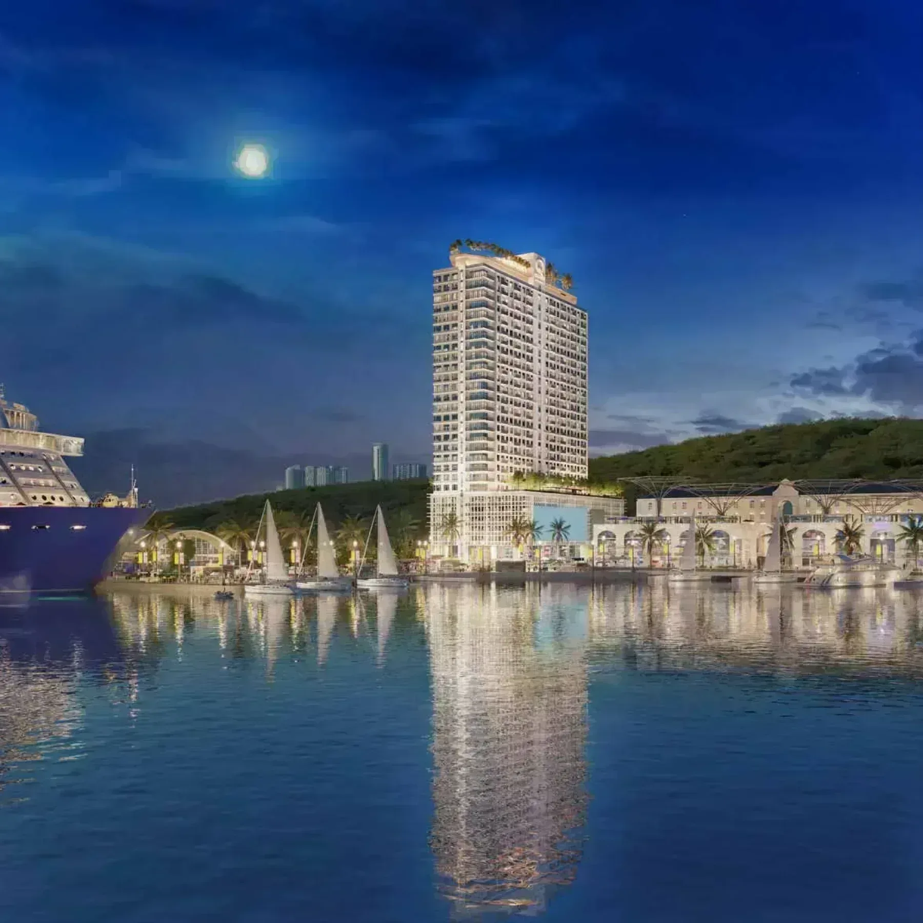 Q Suites @ Jesselton Quay facade night