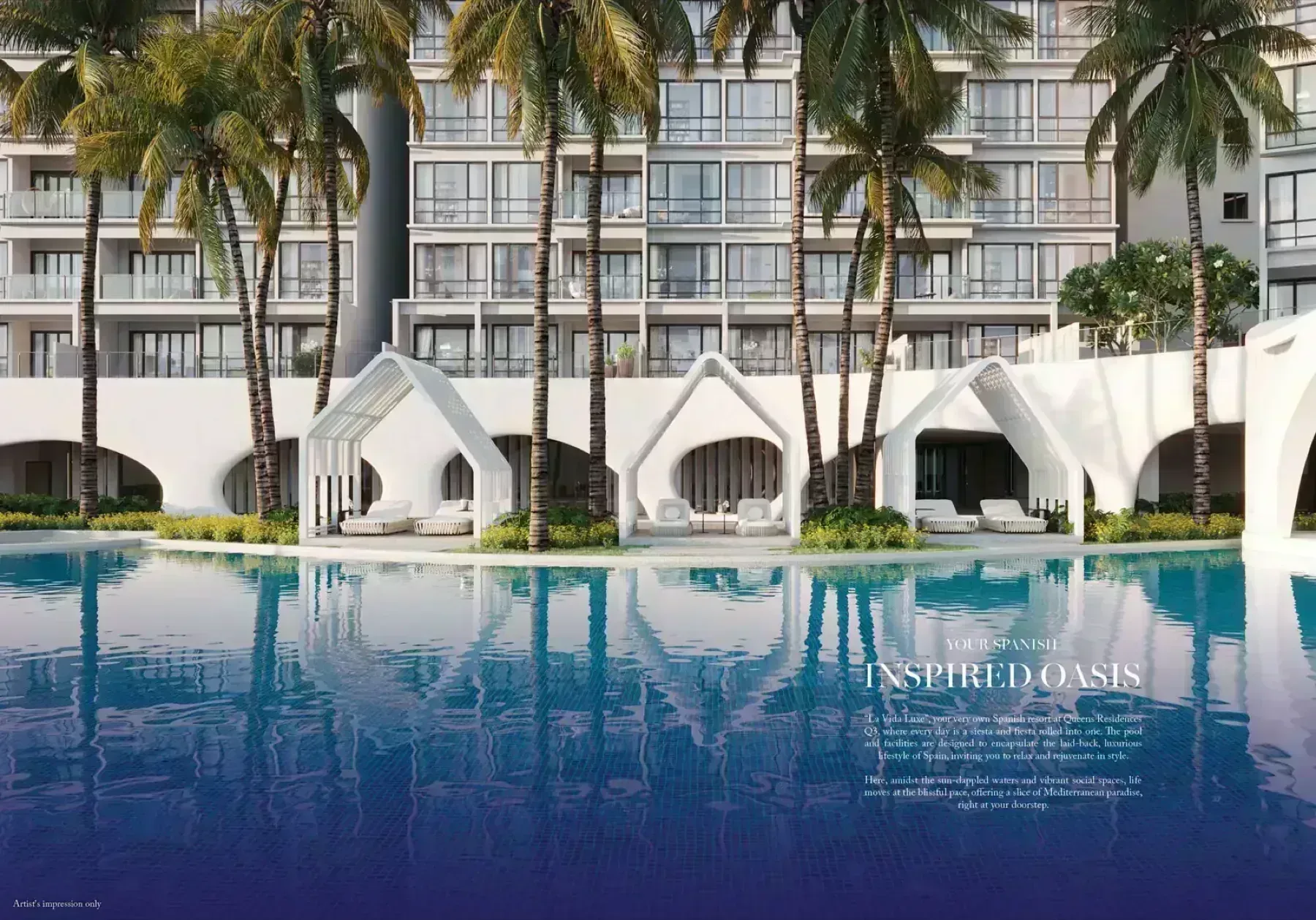 Queens Residences 3 pool and facade