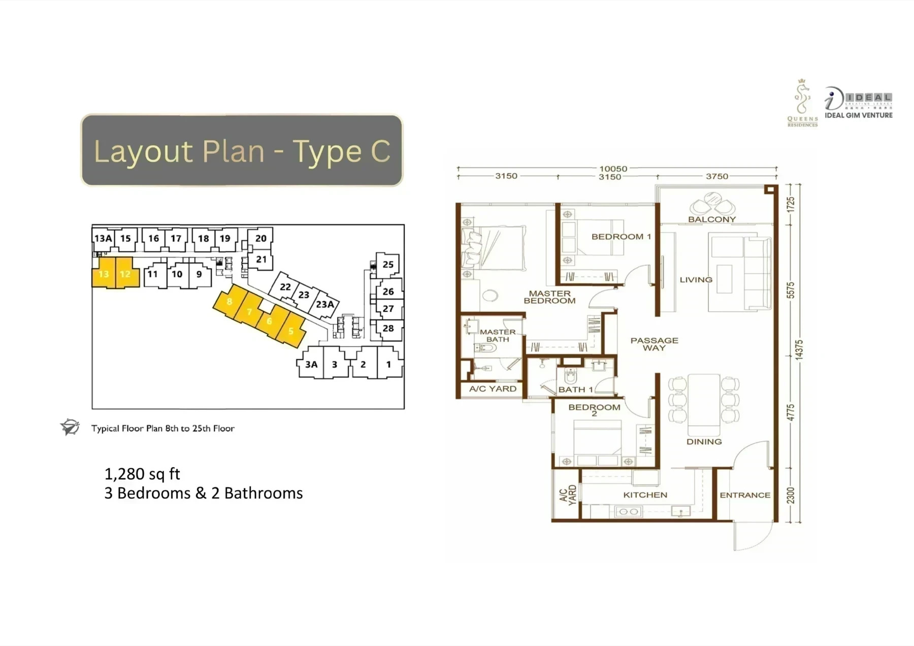 Queens Residences 3 Type C floor plan
