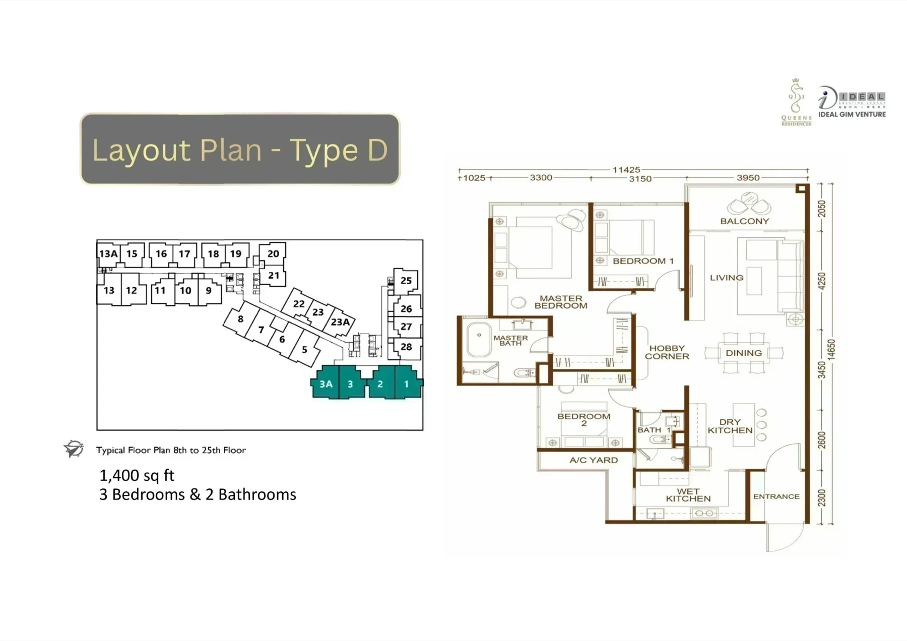Queens Residences 3 Type D floor plan