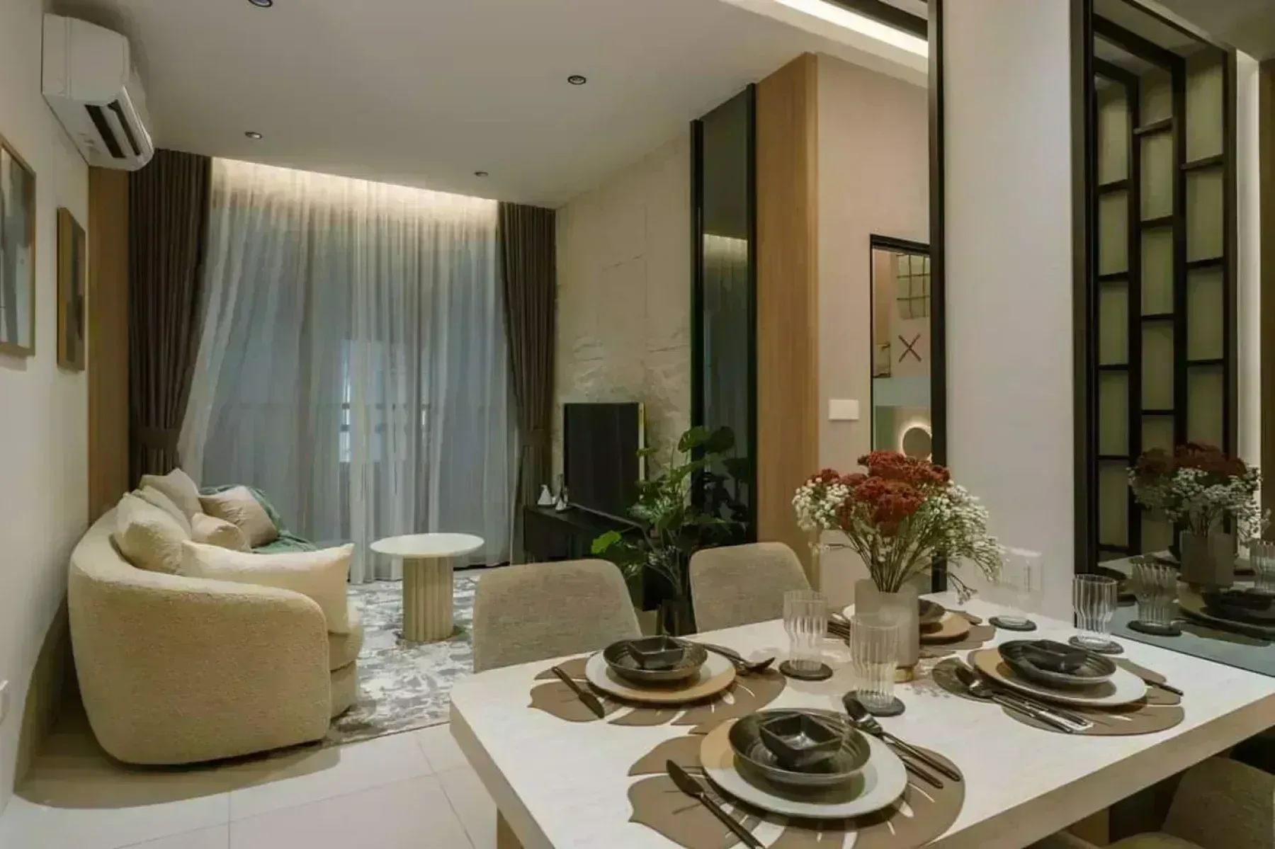 raffles 188 dining with living view
