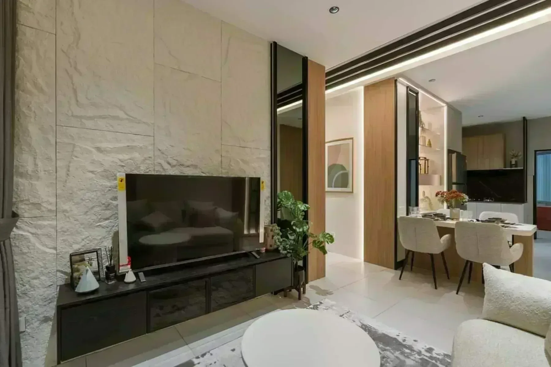 raffles 188 living with tv wall