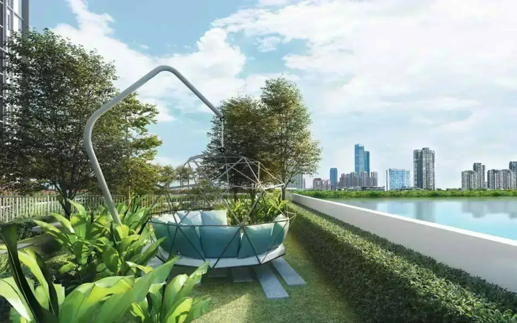 Sanderling Cyberjaya pool deck with lake view