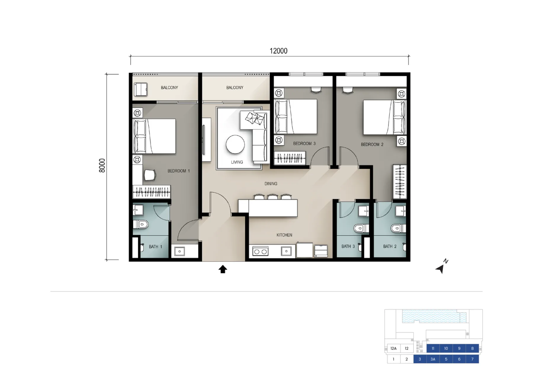 Seiras Residences Type A floor plan