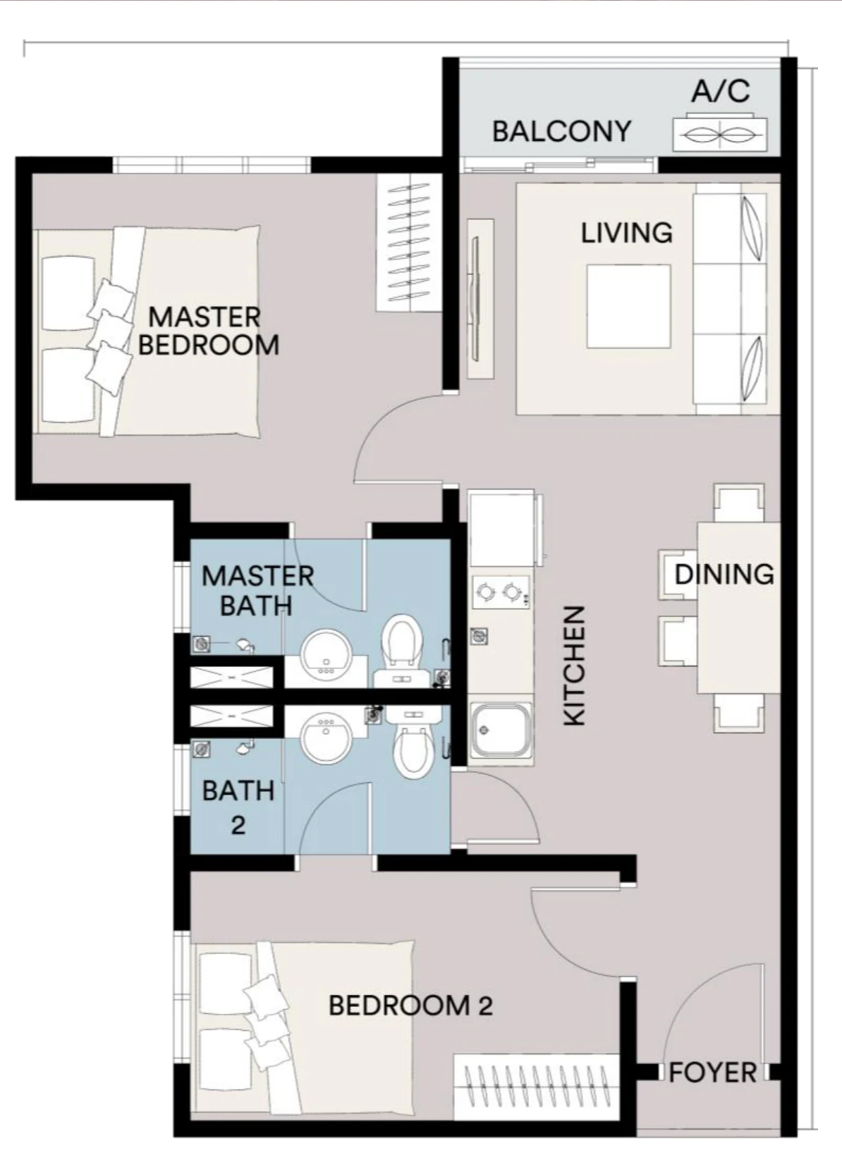 Sena Residences Type B1 floor plan