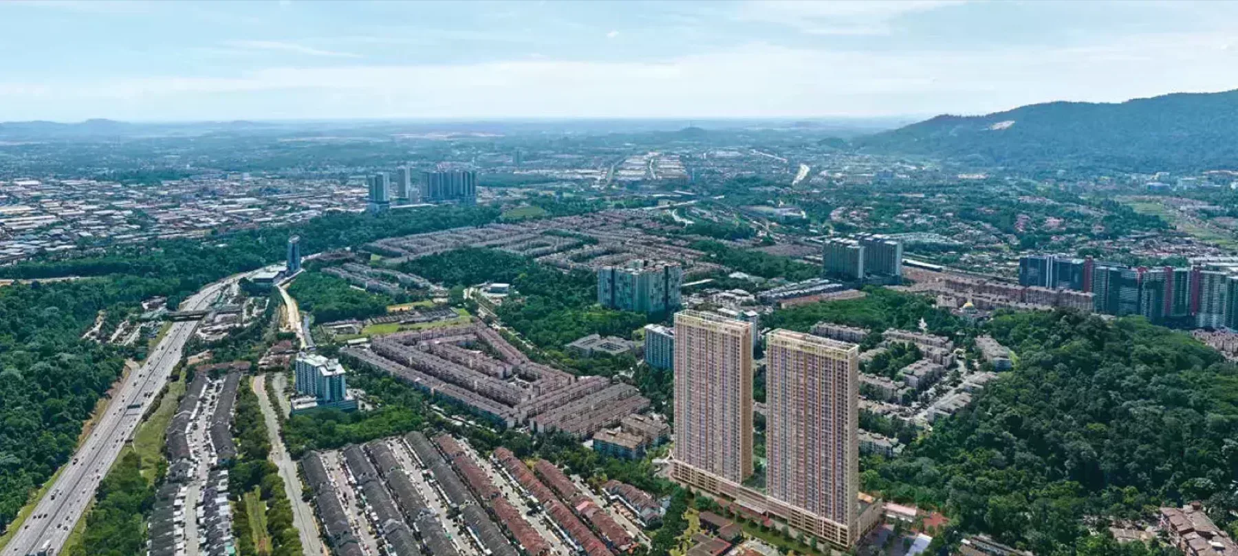 Senna Heights aerial view of the two 43-storey towers