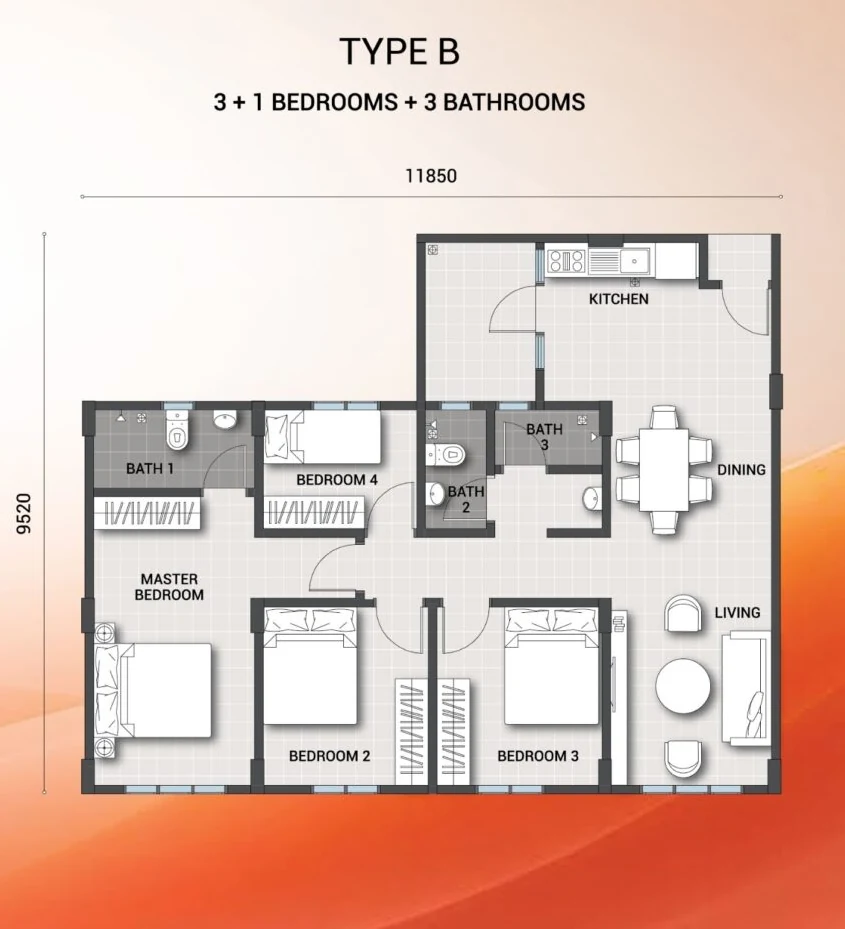 Sentrio Residences 2 Type B floor plan