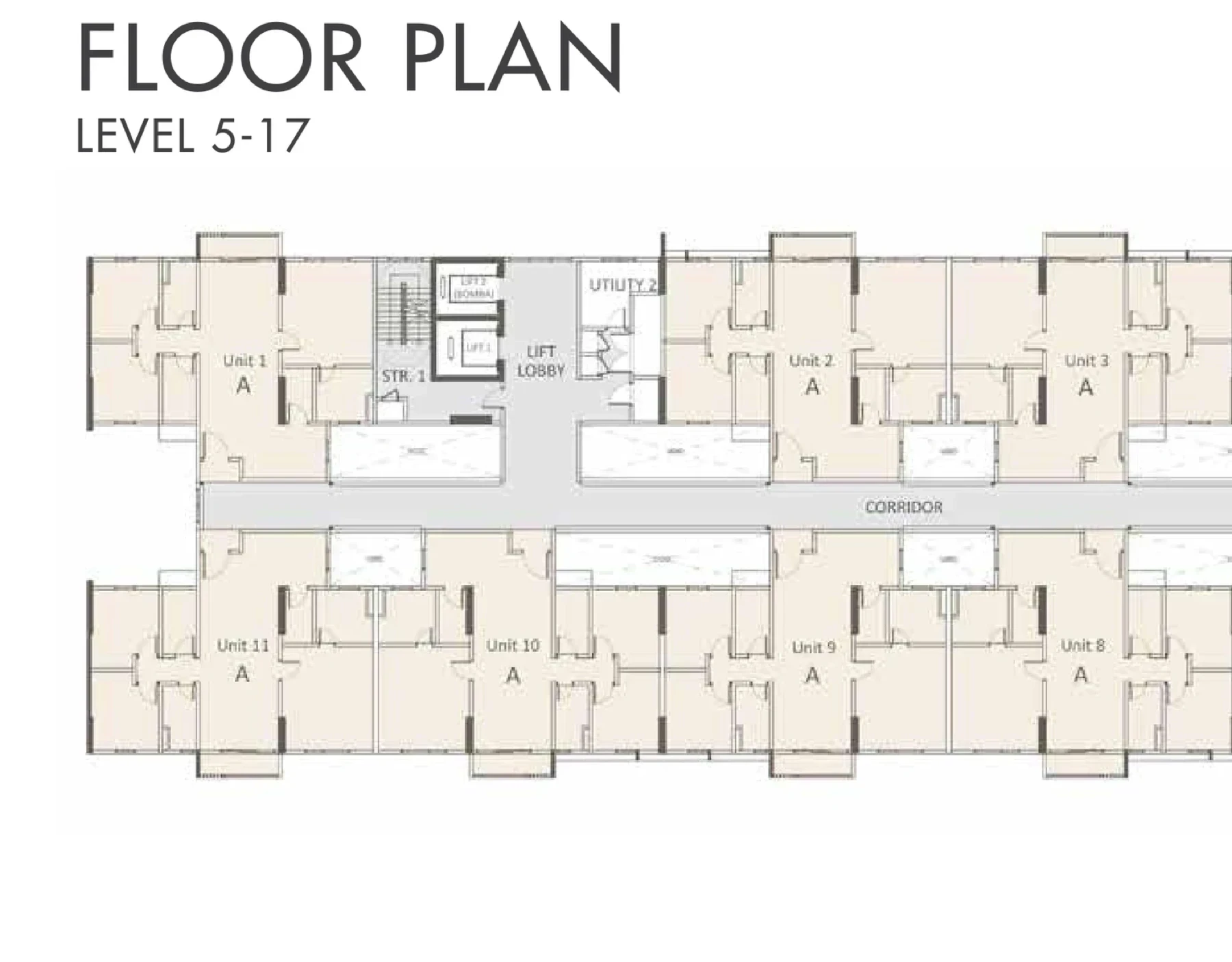 Silkspring Residence Floor Plan (Levels 5-17, Typical Floor) floor plan