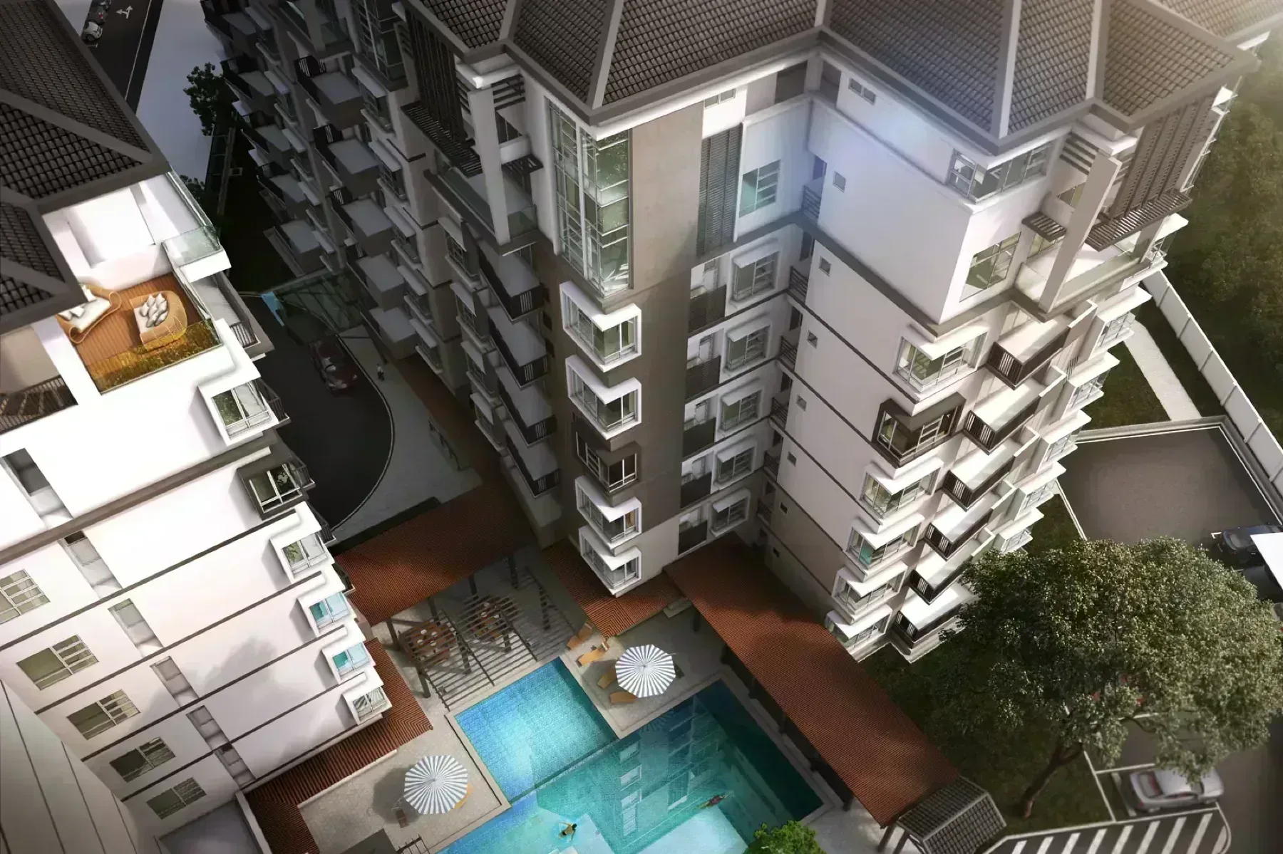 Sun Sky Condominium pool aerial