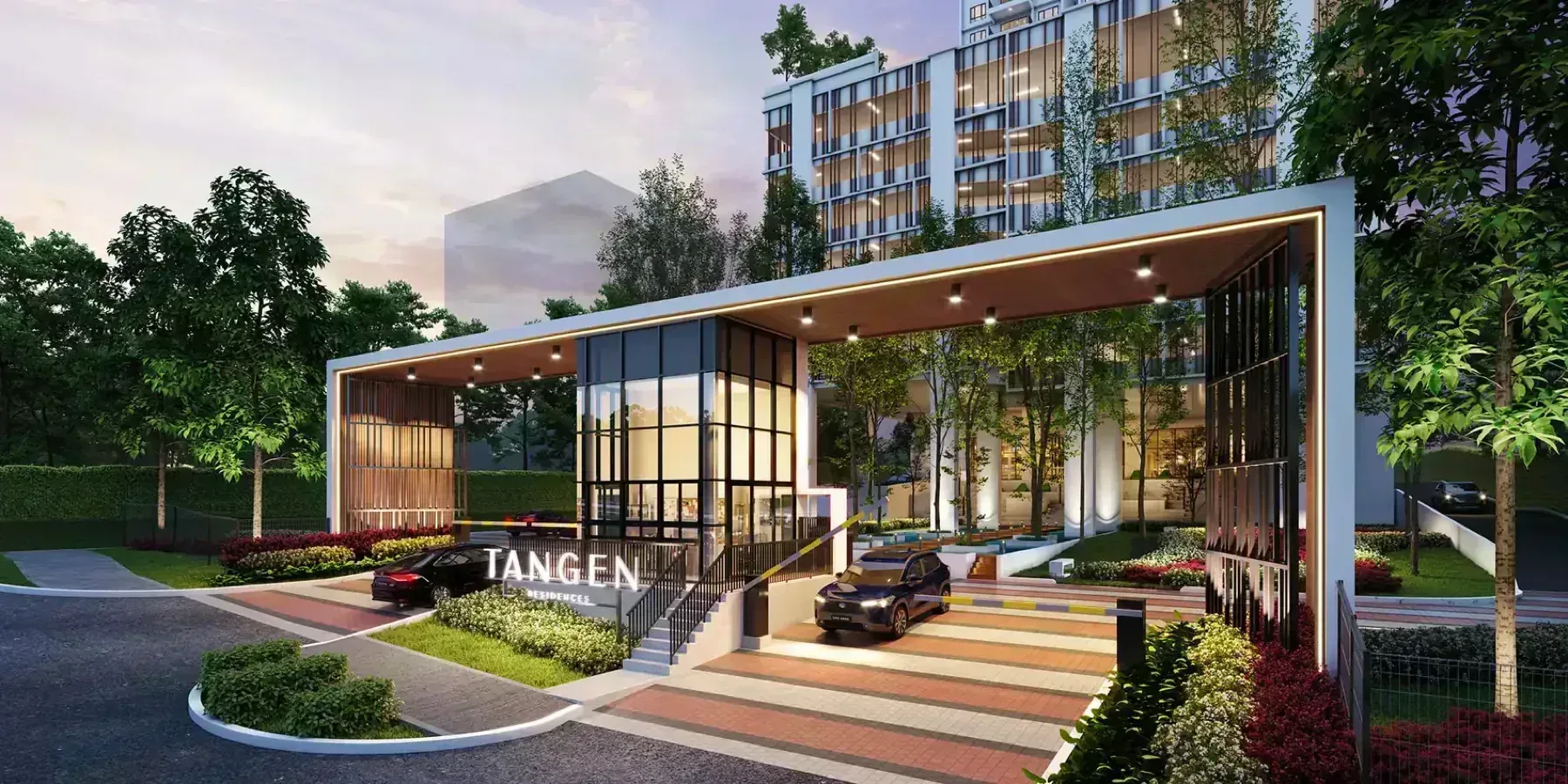 Tangen Residences main entrance and guardhouse