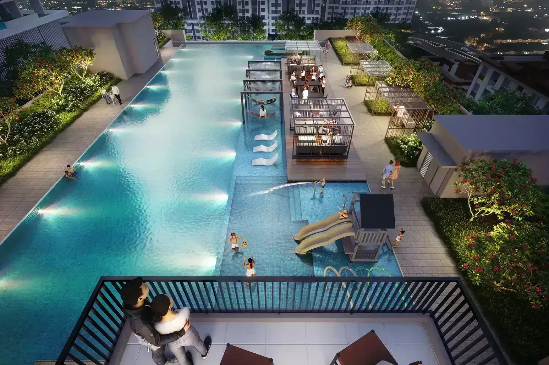 Tangen Residences level 7 pool deck aerial view