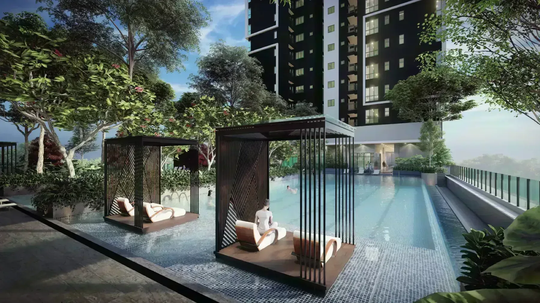 The Atas Taman Desa poolside pavilion