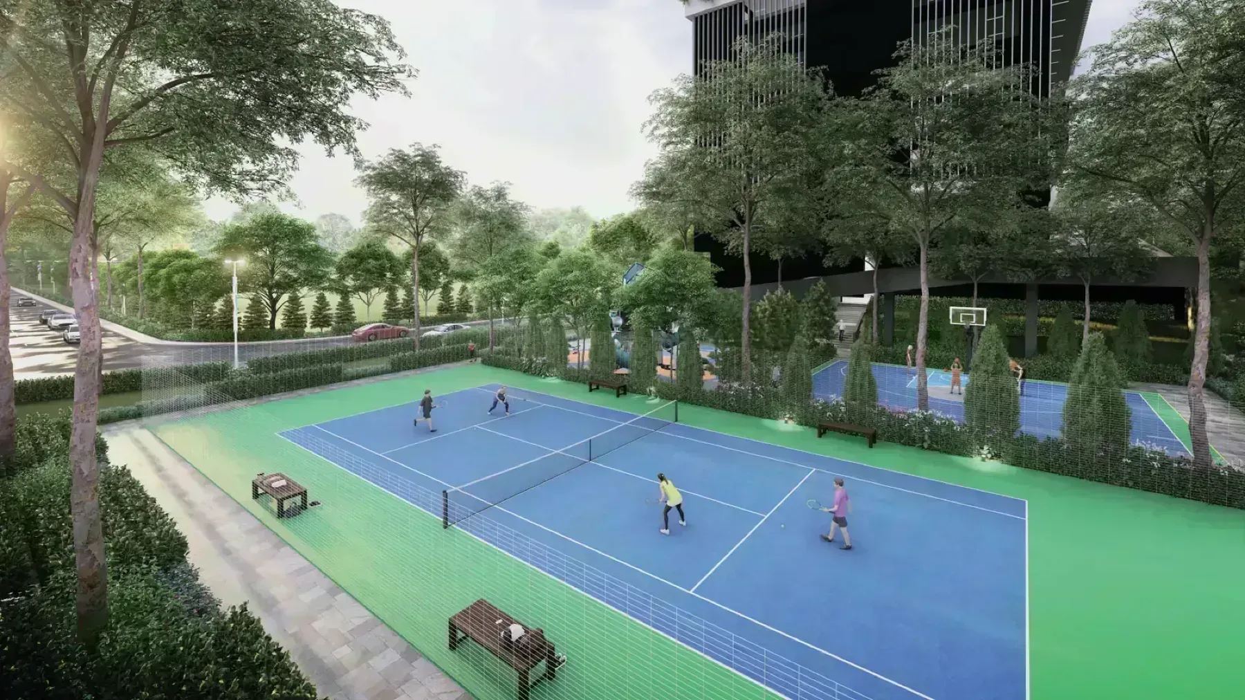 The Atas Taman Desa tennis court