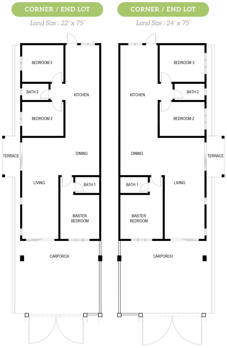 The Clover 2 Terrace (Corner) floor plan