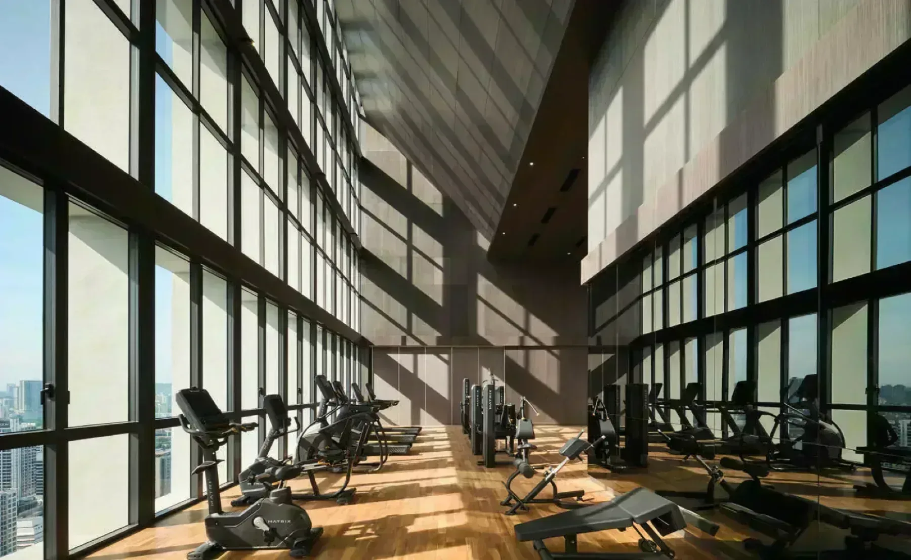 The Conlay gymnasium with city views
