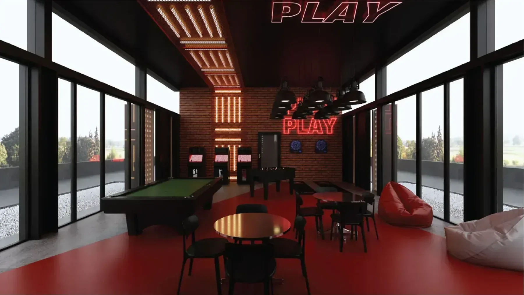 The Maxxon Residence games room