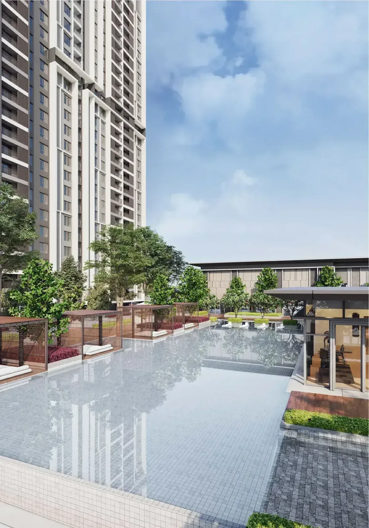 The Maxxon Residence swimming pool on the facility podium