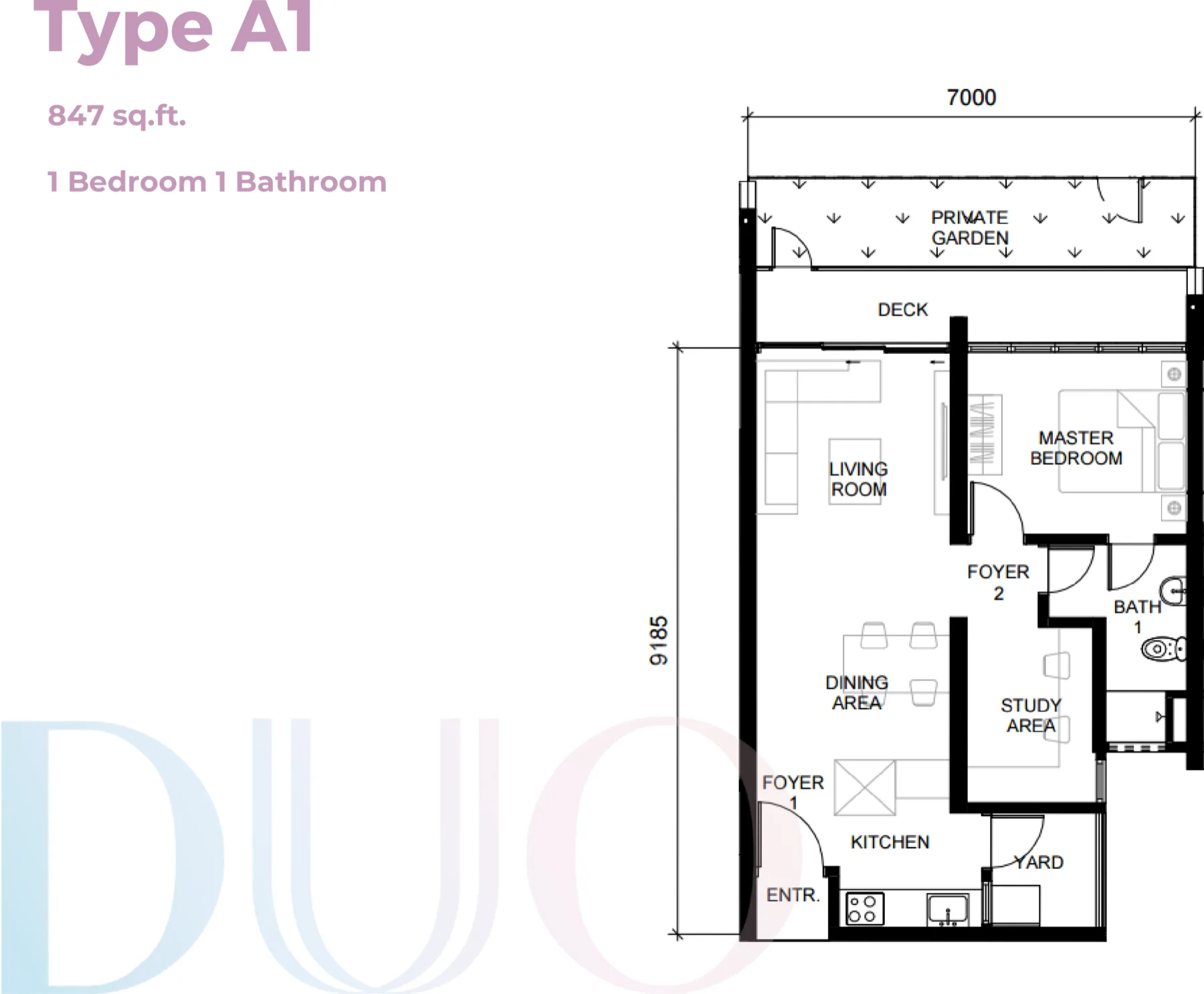 The Straits View DUO Residence Type A1 floor plan