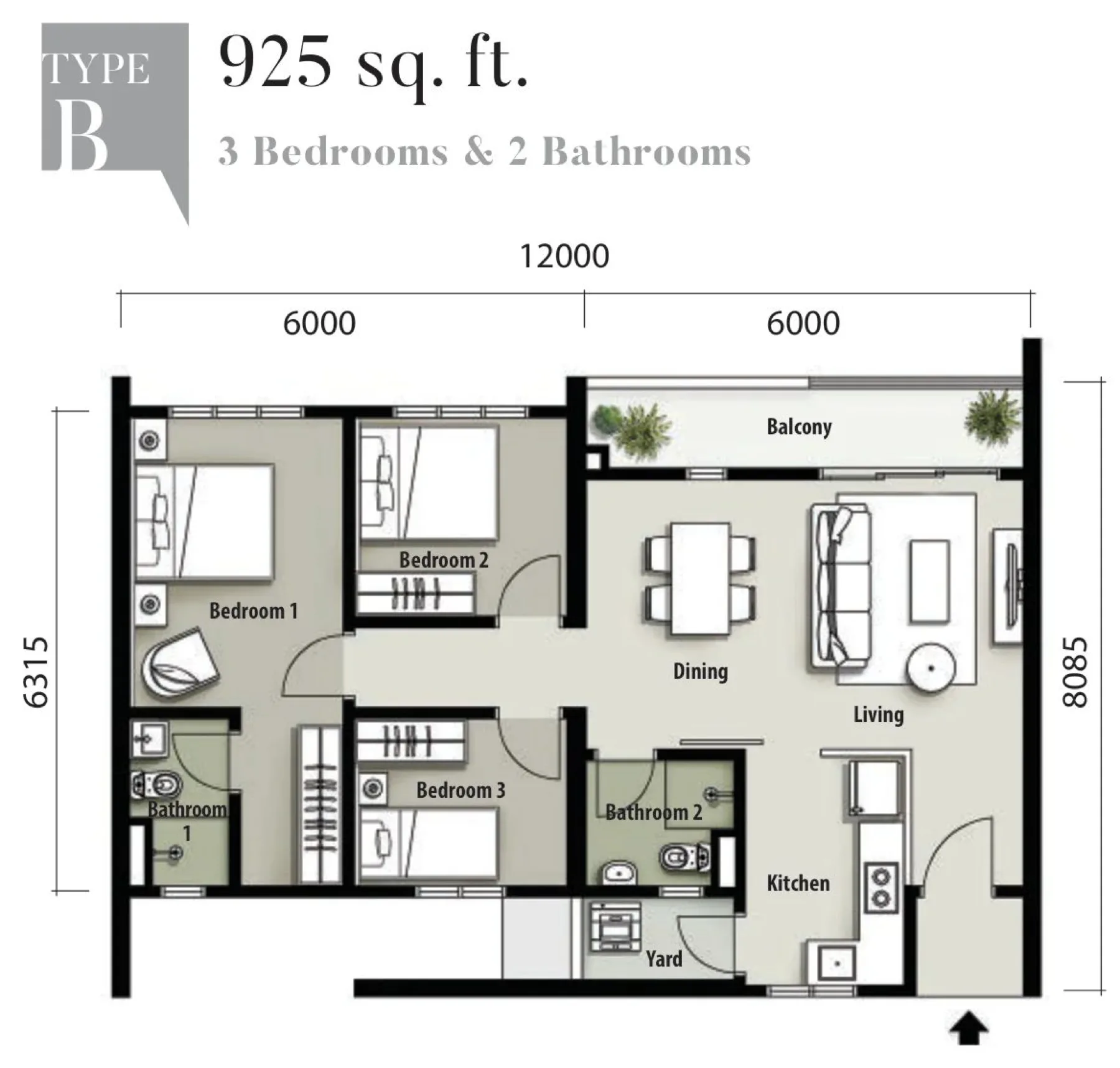 The Terraces Condominium Type B floor plan