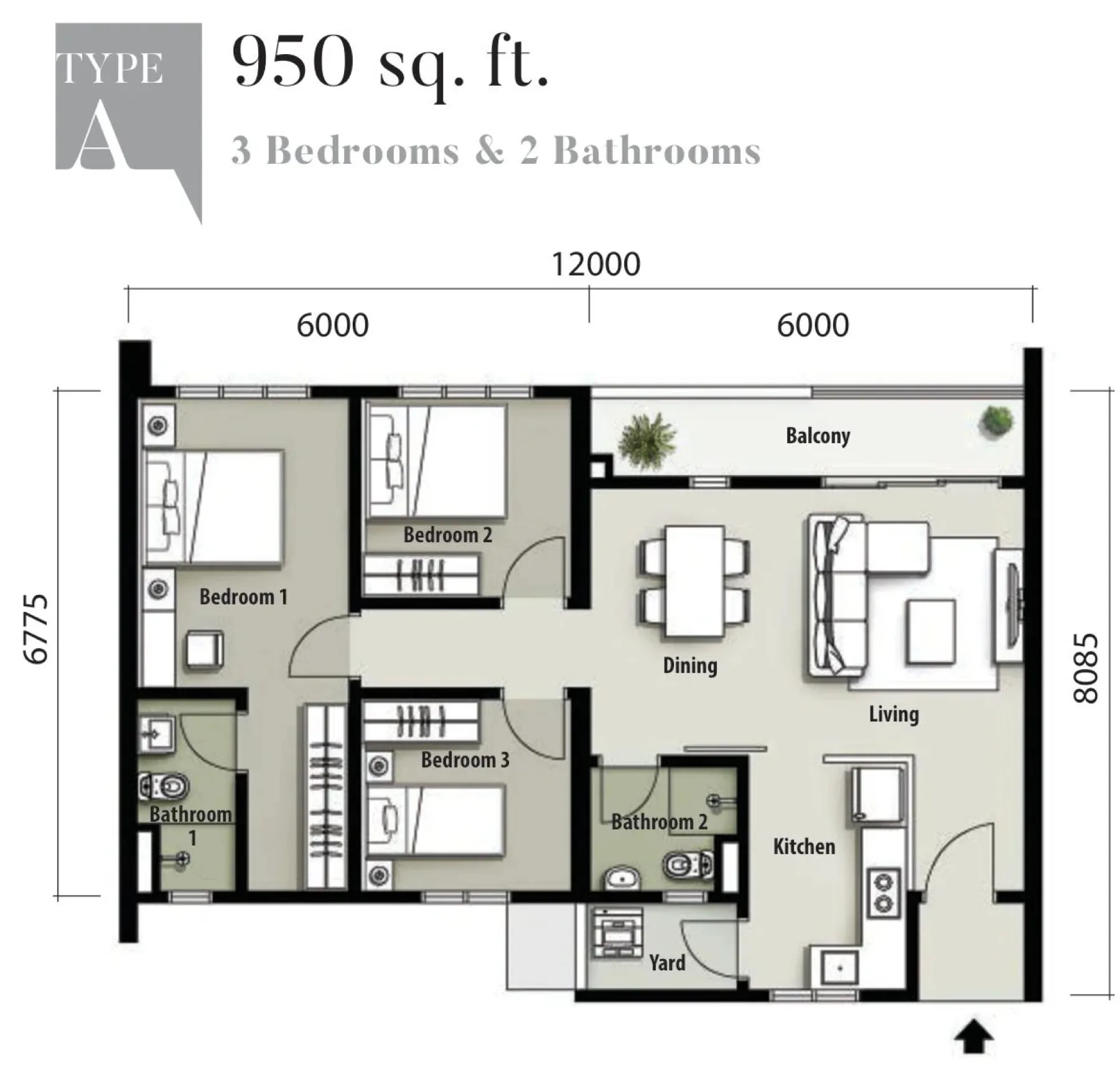 The Terraces Condominium Type A floor plan