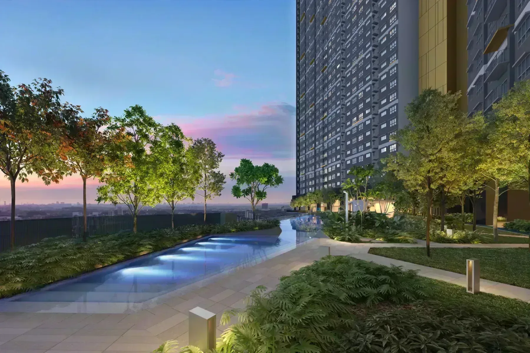 The Wyn Residences Level 10 landscape water feature