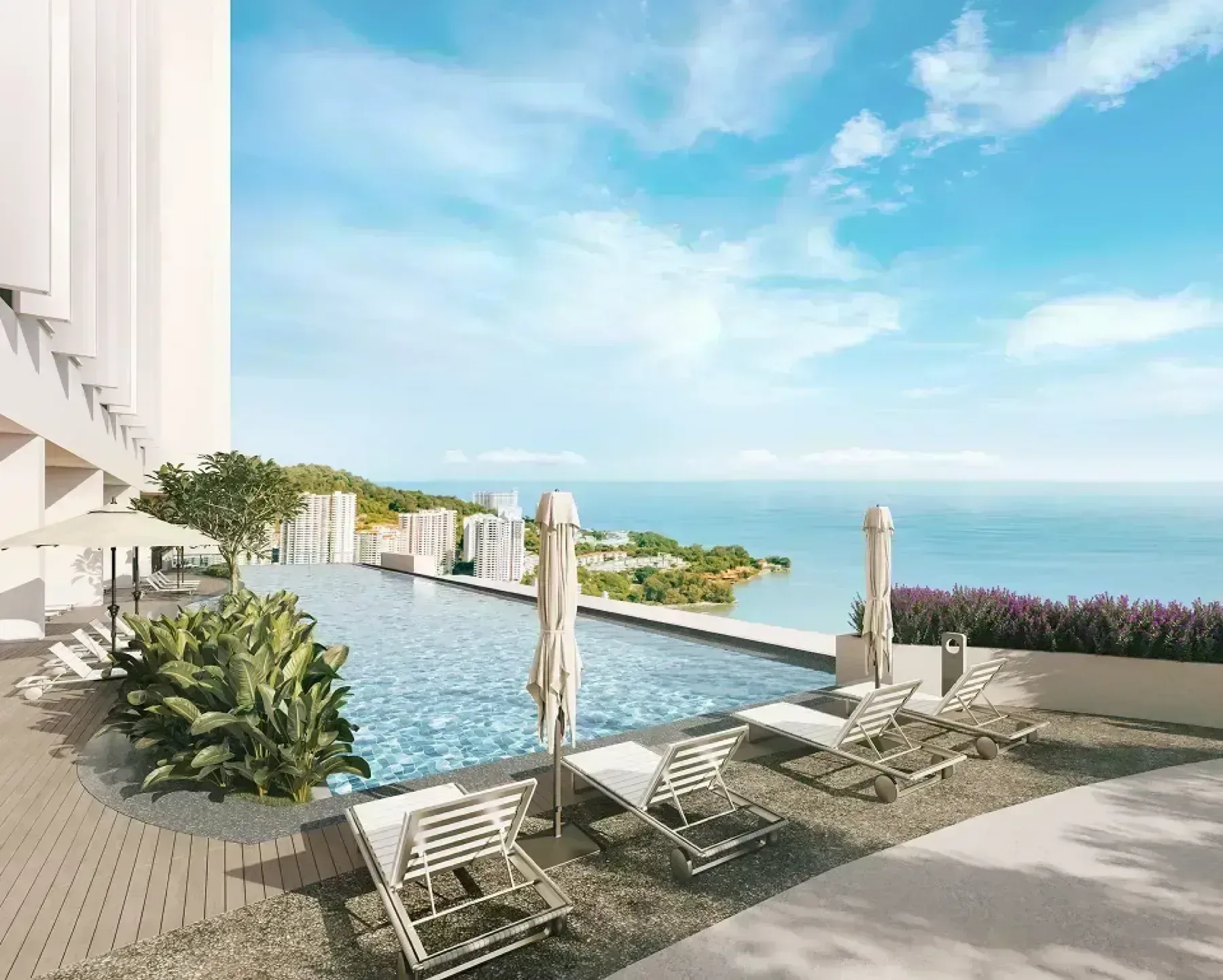 Waterstone Tanjung Bungah infinity pool on the level 8 facility floor